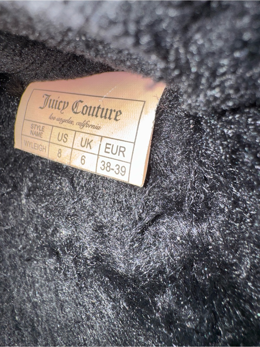Juicy Couture Black Faux Fur Slide Sandals with Crystal Logo - Picture 8 of 8